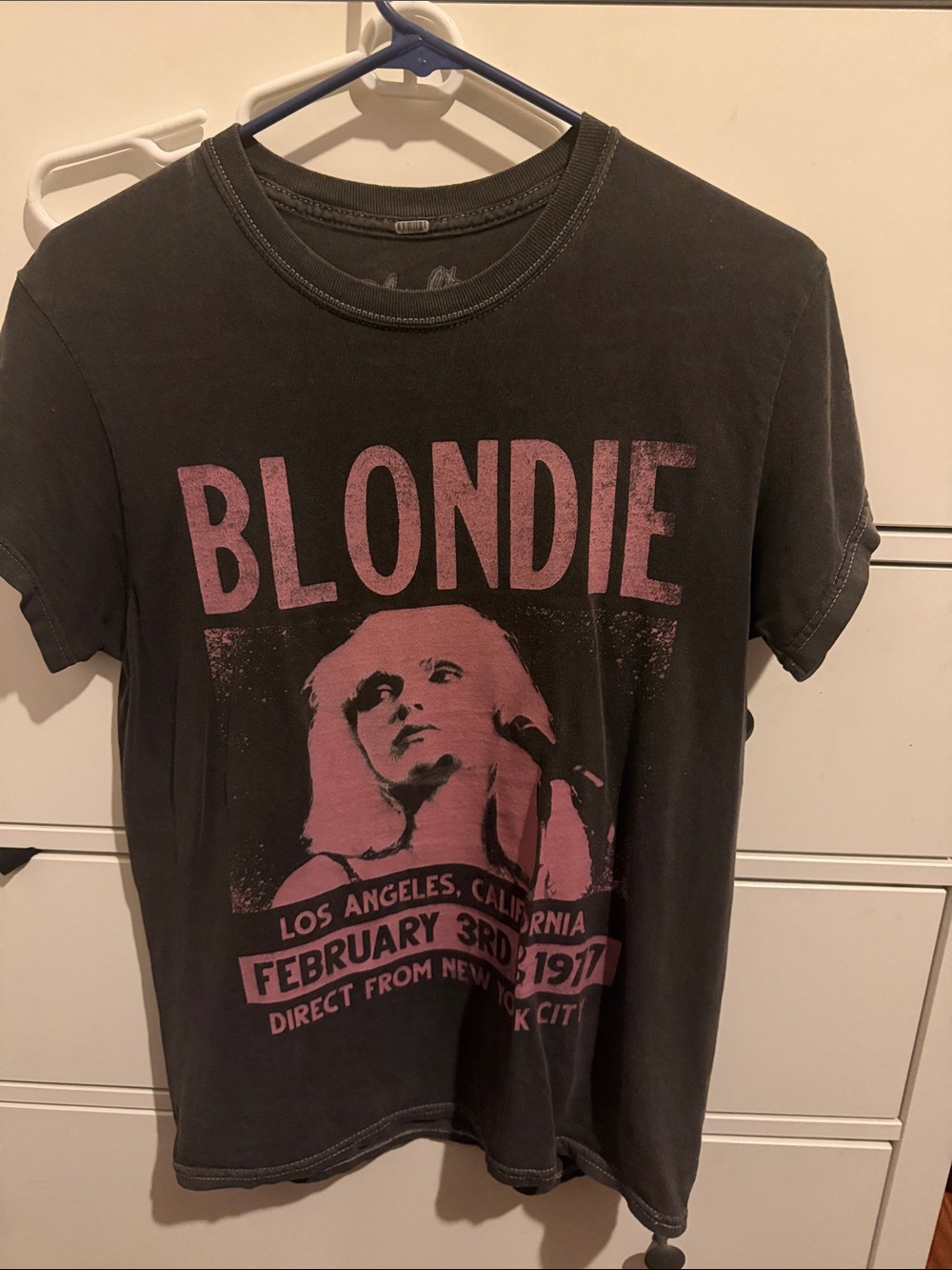 Blondie Graphic Tee  - charcoal with Pink Print